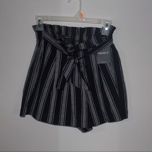 Striped paper bag shorts